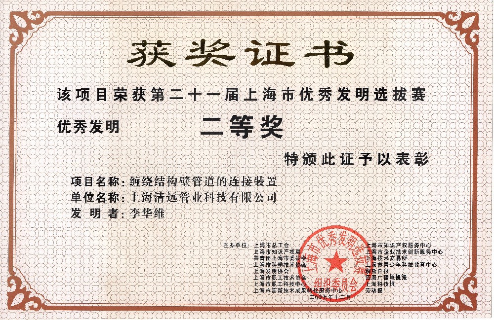 優秀發明(míng)選拔賽二等獎